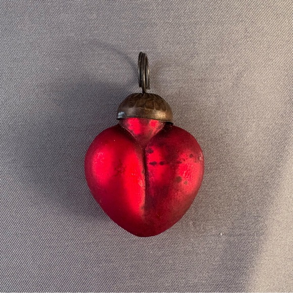 Other - Vintage Kugel Style Heart Christmas Ornament Red Retro Collectible Decoration 2”